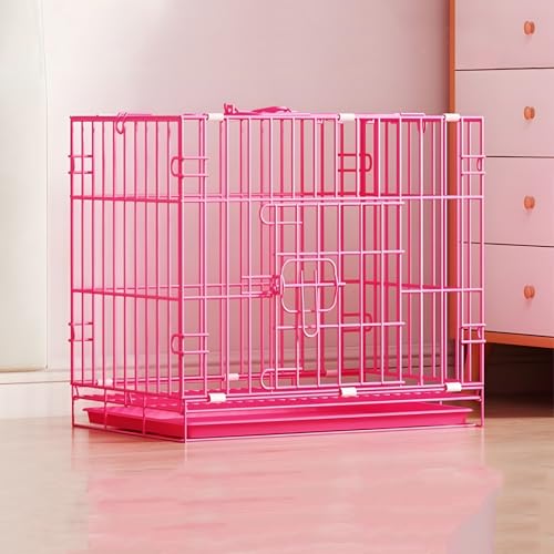 Hundebox, Katzengehege Outdoor, Meerschweinchen Käfig, Hundeboxen für Mittelgroße Hunde, Faltbare Haustierbox für den Innenbereich mit Tablett, viel Platz, Geeignet für Zuhause, Wohnung(Pink,50*35*41c von KISDFOND