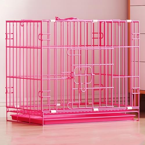 Hundebox, Katzengehege Outdoor, Meerschweinchen Käfig, Hundeboxen für Mittelgroße Hunde, Faltbare Haustierbox für den Innenbereich mit Tablett, viel Platz, Geeignet für Zuhause, Wohnung(Pink,61*42*50c von KISDFOND