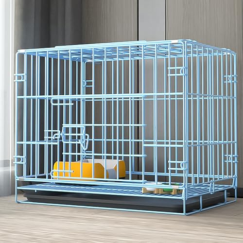 Meerschweinchen Käfig, Hundekäfig, Hasenkäfig, Zusammenklappbarer Hundekäfig aus Metalldraht mit Herausnehmbarem Tablett, Reise-Welpenlaufstall für Drinnen und Draußen, Leicht zu Tragen(Blue,70*50*60c von KISDFOND