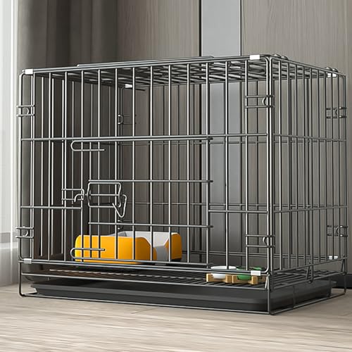 Meerschweinchen Käfig, Hundekäfig, Hasenkäfig, Zusammenklappbarer Hundekäfig aus Metalldraht mit Herausnehmbarem Tablett, Reise-Welpenlaufstall für Drinnen und Draußen, Leicht zu Tragen(Black,70*50*60 von KISDFOND