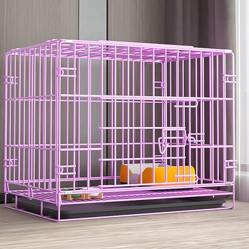 Meerschweinchen Käfig, Hundekäfig, Hasenkäfig, Zusammenklappbarer Hundekäfig aus Metalldraht mit Herausnehmbarem Tablett, Reise-Welpenlaufstall für Drinnen und Draußen, Leicht zu Tragen(Purple,85*60*7 von KISDFOND