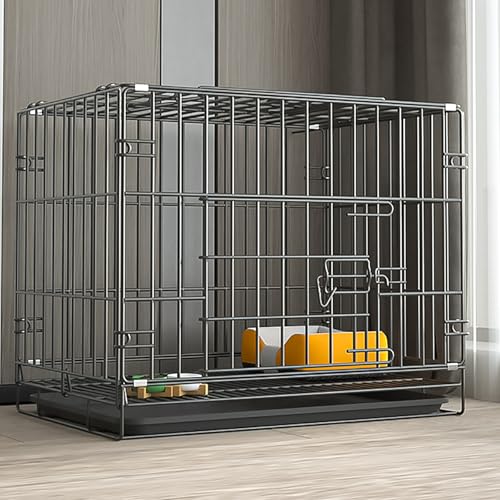 Meerschweinchen Käfig, Hundekäfig, Hasenkäfig, Zusammenklappbarer Hundekäfig aus Metalldraht mit Herausnehmbarem Tablett, Reise-Welpenlaufstall für Drinnen und Draußen, Leicht zu Tragen(Black,85*60*70 von KISDFOND