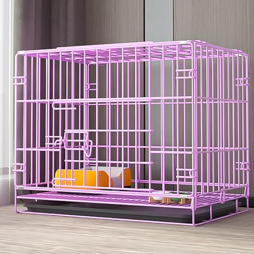 Meerschweinchen Käfig, Hundekäfig, Hasenkäfig, Zusammenklappbarer Hundekäfig aus Metalldraht mit Herausnehmbarem Tablett, Reise-Welpenlaufstall für Drinnen und Draußen, Leicht zu Tragen(Purple,70*50*6 von KISDFOND