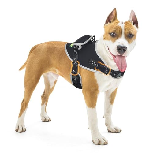 KISFLY Hundegeschirr, No Pull Hundegeschirr mit reflektierenden, No Choke Pet Vest, Verstellbar, Weich Gepolsterte Hundeweste, Dog Walking und Training Geschirr, Großes Hundegeschirr mit Griff, von KISFLY