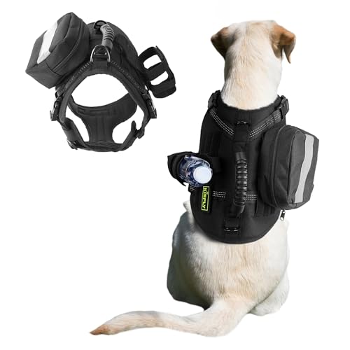 Taktisches Hundegeschirr, Taktische Weste für Hunde, Verstellbarer Taktischer Hundegeschirr, No Pull Hundegeschirr, No Choke Hundegeschirr mit Reflektierendem Material, Geeignet für Training, Walking, von KISFLY