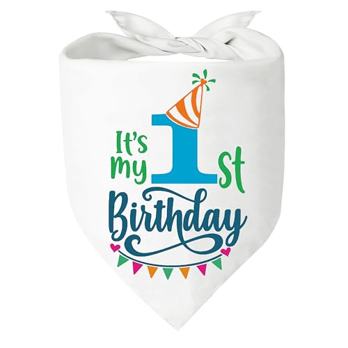It's My 1st Birthday Girl Puppy Scarf Bandana Pet Walking Accessories for Puppy Triangle Scarf for Small Medium Large Dogs One Year Old Birthday Gift for Pets and Dog Lovers (Boy) von KISJO