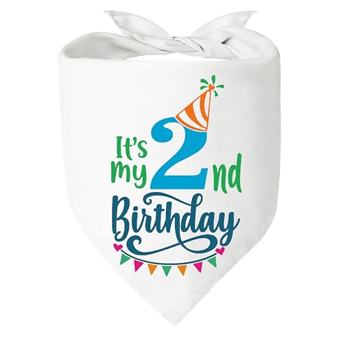 It's My 2nd Birthday Boy Girl Puppy Scarf Bandana Pet Walking Accessories for Puppy Triangle Scarf for Small Medium Large Dogs Two Years Old Birthday Gift for Pets and Dog Lovers (Boy) von KISJO