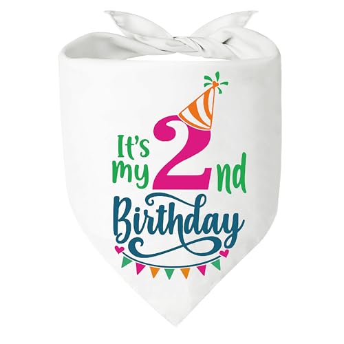 It's My 2nd Birthday Boy Girl Puppy Scarf Bandana Pet Walking Accessories for Puppy Triangle Scarf for Small Medium Large Dogs Two Years Old Birthday Gift for Pets and Dog Lovers (Girl) von KISJO