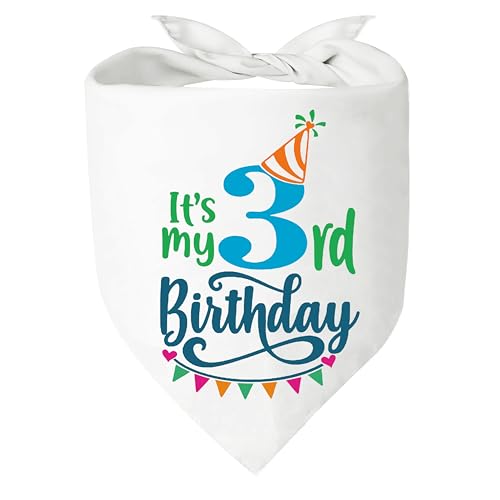 It's My 3rd Birthday Boy Girl Puppy Scarf Bandana Pet Walking Accessories for Puppy Triangle Scarf for Small Medium Large Dogs Three Years Old Birthday Gift for Pets and Dog Lovers (Boy) von KISJO
