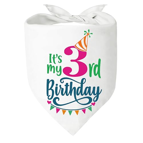 It's My 3rd Birthday Boy Girl Puppy Scarf Bandana Pet Walking Accessories for Puppy Triangle Scarf for Small Medium Large Dogs Three Years Old Birthday Gift for Pets and Dog Lovers (Girl) von KISJO