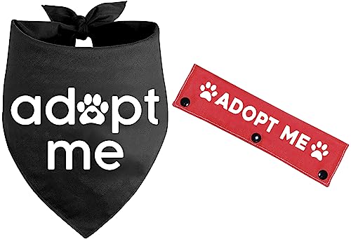 KISJO Adopt Me Hundehalstuch, Schwarz, mit roter Hundeleine, Geburtstagsgeschenk-Set und Hundezubehör für Welpen, Hunde und Hundeliebhaber, Besitzer von 2 Stück von KISJO