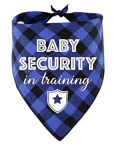 KISJO Baby Security in Training Blau kariert Baumwolle Haustier Hund Schal Bandanas – Lustige Schwangerschaft Ankündigung Foto Requisite EIN Dreieck Lätzchen für Haustier Hund Liebhaber Haustier Baby von KISJO