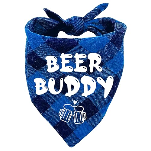 KISJO Beer Buddy Lustiger marineblauer Haustierschal Bandana Haustierzubehör für Welpen Dreieckstuch für kleine, mittelgroße und große Hunde Geburtstagsgeschenk für Haustiere und Hundeliebhaber von KISJO