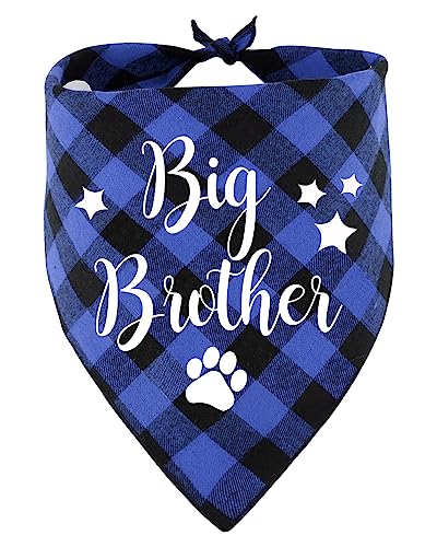 KISJO Big Brother blauer karierter Haustier-Schal-Zubehör, Haustier-Zubehör für Hundeliebhaber, Dreieck-Schal für kleine, Geschlecht offenbarbarung, Geschenk für Hundeliebhaber von KISJO