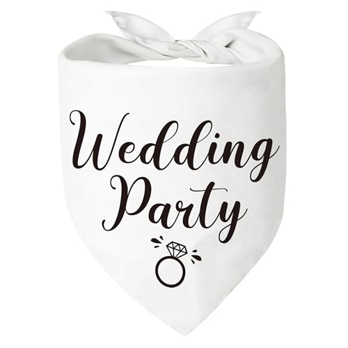 KISJO Hochzeit Party Weiß Elegant Haustier Schal Bandana Haustier Zubehör für Welpen Dreieckstuch für Kleine Mittlere Große Hunde Lustige Hochzeit Party Geschenk für Haustiere von KISJO