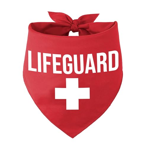 KISJO Lifeguard Roter lustiger Haustier-Schal, Bandana, Haustier-Gehzubehör für Welpen, Dreieckstuch für kleine, mittelgroße und große Hunde, niedliches Geburtstagsgeschenk für Haustiere und von KISJO