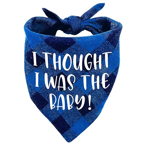 KISJO Lustiger Schal mit Aufschrift "I Thought I was The Baby", marineblau, Haustierzubehör für Welpen, Dreieckstuch für kleine, mittelgroße und große Hunde, Geburtstagsgeschenk für Haustiere und von KISJO