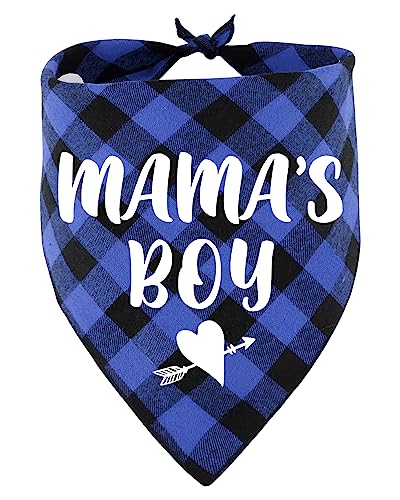 KISJO Mama's Boy Blau Plaid Triangle Pet Dog Scarf Bandanas Funny Gender Reveal Photo Prop and Pet Scarf for Pet Birthdays for Pet Dog Lovers von KISJO