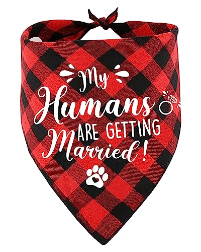 KISJO My Humans are Getting Married Red Plaid Hundehalstuch, perfekter Haustierschal und Foto-Requisite für Haustierzubehör, Hundeliebhaber Geschenk von KISJO