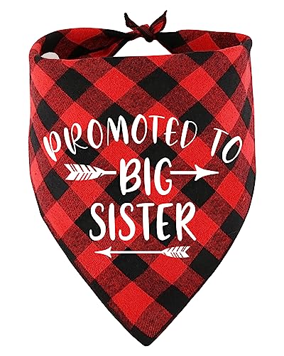 KISJO Promoted to Big Sister Rot Plaid Baumwolle Hundeschal Bandana Gender Reveal Foto Requisite Dekorative Dreieck Haustier Schal für Haustier Hundeliebhaber Besitzer Geschenk von KISJO