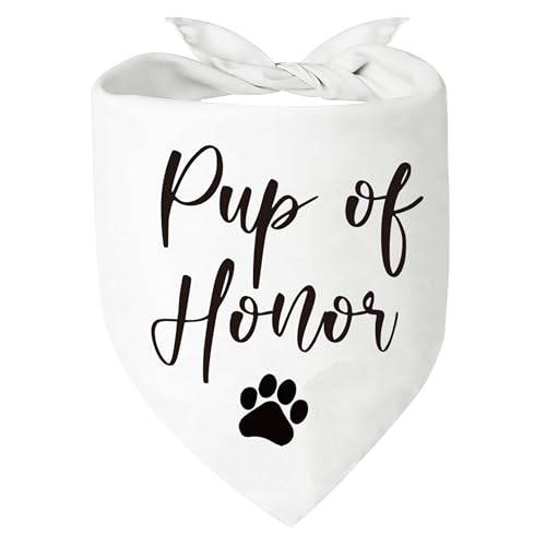 KISJO Pup of Honor Weißer eleganter Haustier-Schal Bandana Haustierzubehör für Welpen Dreieckstuch für kleine, mittelgroße und große Hunde, niedliches Hochzeits-Party-Geschenk für Haustiere von KISJO