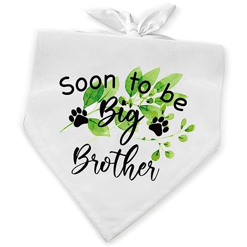 KISJO Soon to Be Big Brother Weiße Baumwolle Haustier Halstuch, Haustier Dreieck Schal Zubehör für kleine, mittelgroße und große Hunde, Haustiere, Geschlecht offenbarung, Geschenk für Hundeliebhaber von KISJO