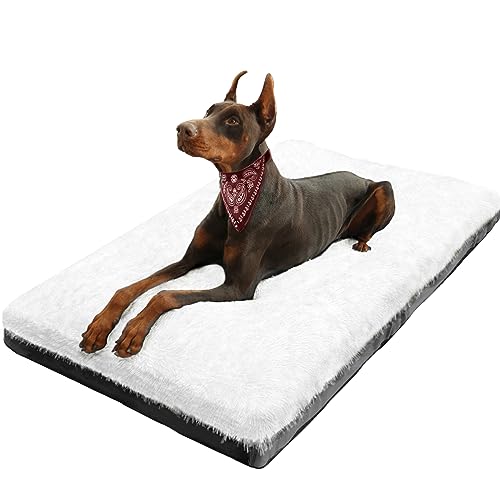 KISYYO Hundebetten für große Hunde, fixierbar, Deluxe, gemütlich, Hundehütte für Kisten, waschbar, 91,4 x 58,4 x 9,5 cm, Weiß von KISYYO