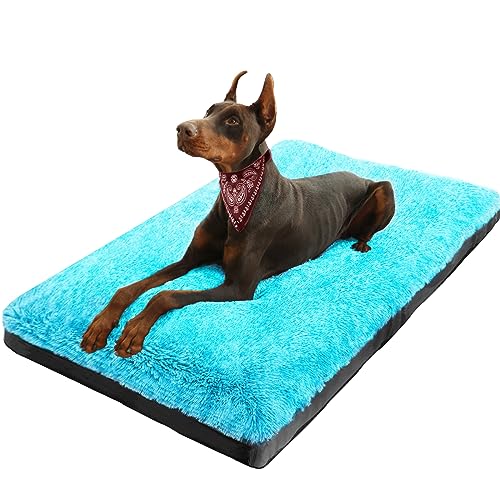 KISYYO Hundebetten für große Hunde, fixierbar, Deluxe, gemütlich, Hundehütte für Kisten, waschbar, 91,4 x 58,9 x 9,5 cm, Blau von KISYYO