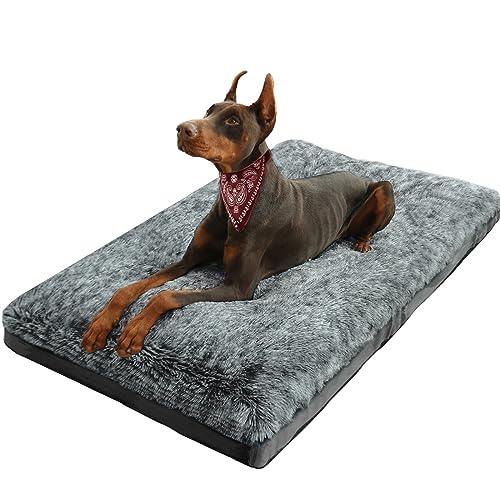 KISYYO XL Hundebett, Deluxe, gemütlich, Plüsch, fixierbar, für Kisten, waschbar, 107,7 x 71,1 x 9,5 cm, Schwarz von KISYYO