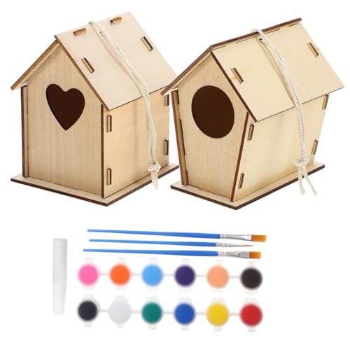 KITANDOVE 1 Set Vogelhaus Vogelkäfig Kunsthandwerk Spielzeug Für Draußen Kleber Miniaturspielzeug Spielset Für Den Außenbereich Kinderspielzeug Malerei Vogelhaus Aus Holz DIY von KITANDOVE