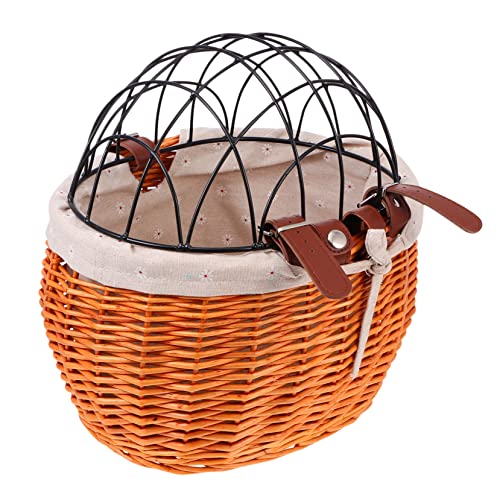 KITANDOVE 1Stk Aufbewahrungskorb aus Rattan Fahrradtasche fahrradträger für Hunde Fahrradkorb für Hunde koszyk NA Rower z przodu Rattan geflochtener Fahrradkorb Fahrrad Aufbewahrungskorb von KITANDOVE