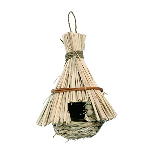 KITANDOVE Vogelkäfig-Ornament natürliches Rattan-Vogelnest Gras Vogelhaus Vogelnest Schmuck Vogelkäfig- Gartendekoration 17 x 17 x 30 cm von KITANDOVE