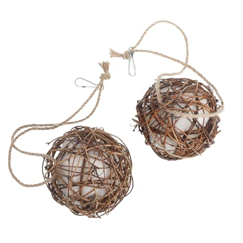 KITANDOVE 2er Set Rattan Balls Für Vögel Wicker Balls Vogelspielzeug Für Wellensittiche Und Papageien Große Nistbälle Für Käfige Und Spielspaß von KITANDOVE