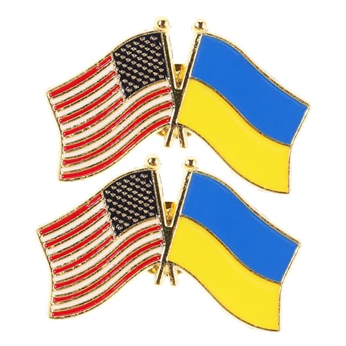 KITANDOVE 2St Ukrainische Brosche Anstecknadel mit Flagge ukrainische Flagge Anstecknadel mit US-Flagge benutzerdefinierte Stifte Anstecknadel der Vereinigten Staaten von Amerika Legierung von KITANDOVE