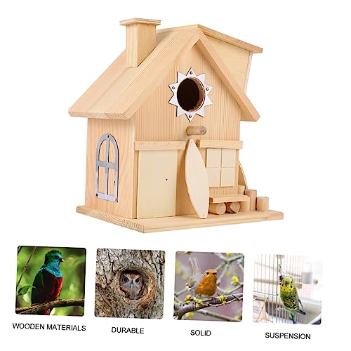 KITANDOVE Vogelhaus aus Holz Mini-Vogelhaus Vogelhaus zum Aufhängen im Freien Vogelhaus für draußen Vogelhaus für Nistkasten Vogelhaus Holz Vogelhäuschen für draußen Paulownia Beige von KITANDOVE