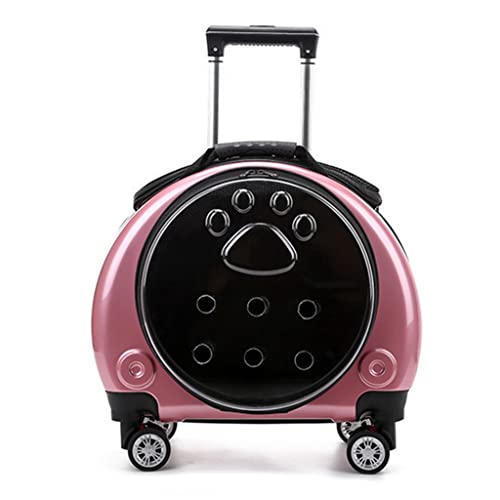 KITCISSL Katzentrager-Rucksäcke Haustierwagen Mops-Rucksack Transport-Reisebox mit Rädern, Haustier/Hund/Katze Rucksack Träger Katze Reisewagen Welpenwagen mit atmungsaktivem Vent (Farbe: Rose Pink) von KITCISSL