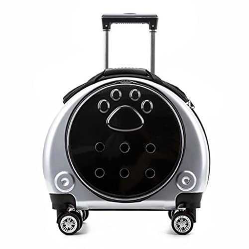 Katzenbox Transportbox Katze Hunderucksack Kleine Hunderucksack Katzentransportbox Hunde Pet Rolling Carrier mit Rädern, Katzentransporttasche mit 360° Felgen und Entlüften (Color : Silver A) von KITCISSL