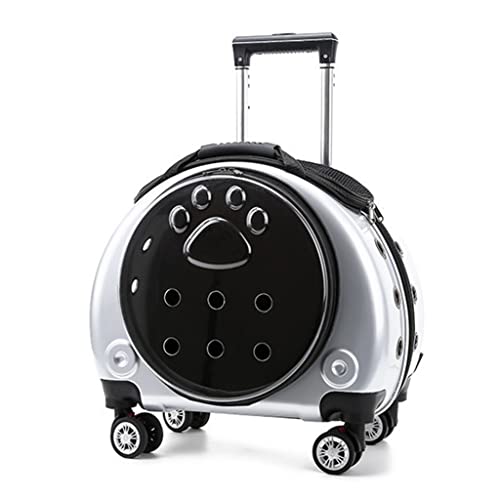 Transportbox Katze Katzentransportbox Hunderucksack Kleine Hunderucksack Hunde Pet Rolling Carrier Hundewagen mit Rädern, Katzentransporttasche mit 360° Felgen und Entlüften (Color : Silver A) von KITCISSL