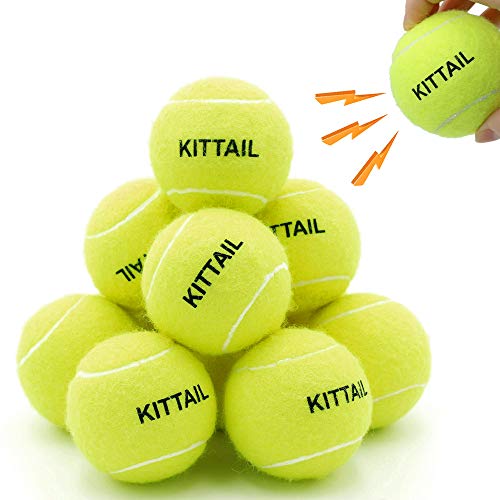 KITTAIL Quietschende Tennisbälle für Hunde, 6,6 cm, interaktives Hundespielzeug, Mini-Sicher, langlebig, für kleine, mittelgroße und große Hunde, mit 1 wiederverwendbaren Tragetasche, 12 Stück von KITTAIL