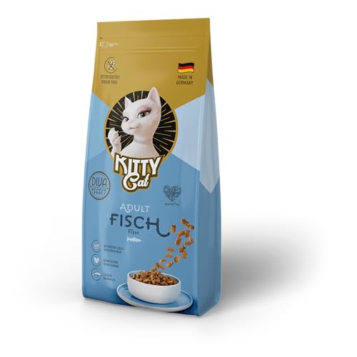 KITTY Cat Fisch Adult, 3 x 3 kg, Trockenfutter mit hohem Fleischanteil für ausgewachsene Katzen, getreidefreies Katzenfutter mit Taurin und Lachsöl, Made in Germany von KITTY Cat