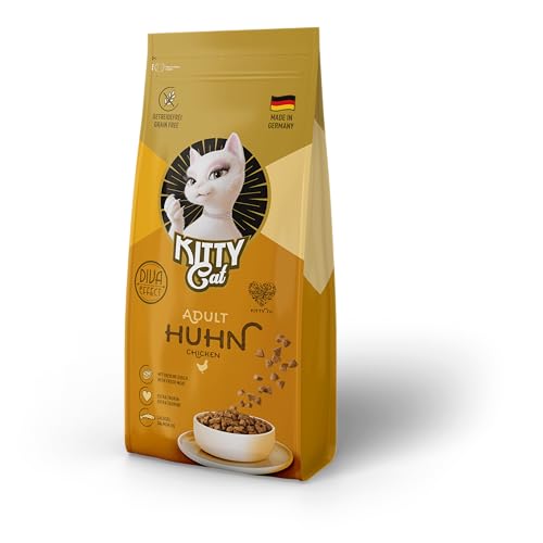 KITTY Cat Huhn Adult, 3 x 3 kg, Trockenfutter mit hohem Fleischanteil für ausgewachsene Katzen, getreidefreies Katzenfutter mit Taurin und Lachsöl, Made in Germany von KITTY Cat