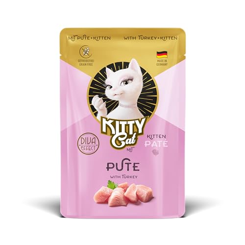 KITTY Cat Paté Pute Kitten, 48 x 85 g (Großpackung), Nassfutter für Junge Katzen, getreidefreies Katzenfutter mit Taurin und Lachsöl, Alleinfuttermittel mit hohem Fleischanteil, Made in Germany von KITTY Cat