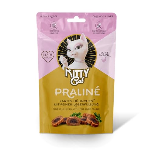 KITTY Cat Praliné Huhn & Leber, 10 x 50 g (Großpackung), softe Leckerlis für Katzen, getreidefreier Snack mit hohem Fleischanteil und Taurin von KITTY Cat