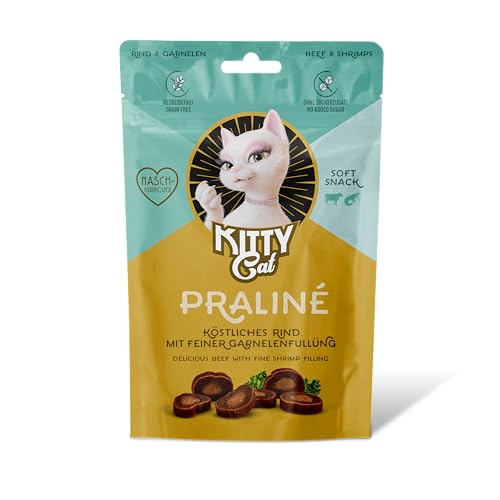 KITTY Cat Praliné Rind & Garnele, 10 x 50 g (Großpackung), softe Leckerlis für Katzen, getreidefreier Snack mit hohem Fleischanteil und Taurin von KITTY Cat