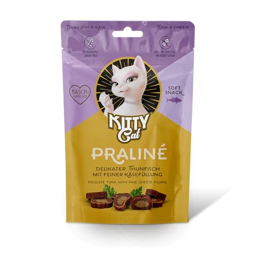 KITTY Cat Praliné Thunfisch & Käse, 10 x 50 g (Großpackung), softe Leckerlis für Katzen, getreidefreier Snack mit hohem Fleischanteil und Taurin von KITTY Cat