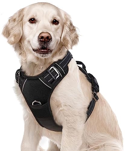 Verstellbares Hundegeschirr für mittelgroße Hunde, eng anliegende Passform, für Training, Walking, Jungen, reflektierend, Schwarz von KITTYAMIGO