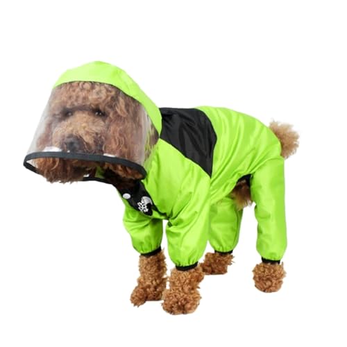 Regenmantel für Haustiere, Hundegesicht, Haustierkleidung, Overall, wasserdichte Hundejacke, wasserabweisende Kleidung für Hunde, Haustiermantel (Farbe: Grün, Größe: 4XL) von KIVIOV