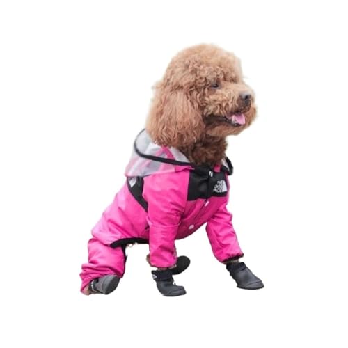 Regenmantel für Haustiere, Hundegesicht, Haustierkleidung, Overall, wasserdichte Hundejacke, wasserabweisende Kleidung für Hunde, Haustiermantel (Farbe: Rosa, Größe: 2XL) von KIVIOV