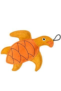 KIWI WALKER Lederspielzeug - Schildkröte - Chamäleon - Nautilus - Steinbock | Hundespielzeug (Orange, Schildkröte) von KIWI WALKER