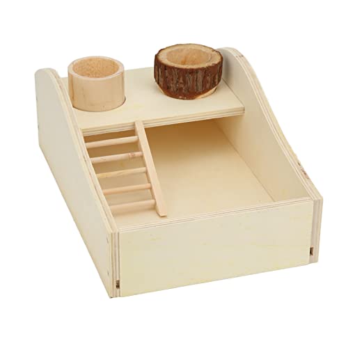 KJAOYU Hamster-Sandbadebox aus Holz, Duschraum, Grabsandbadewanne, Behälter mit Kletterleiter, Schüssel, Badezimmer, für Hamster, Meerschweinchen und kleine Haustiere, ideal zum von KJAOYU